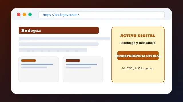 Vista del activo digital estratégico bodegas.net.ar y transferencia formal