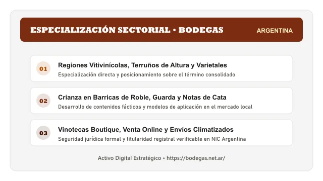 Pilares temáticos y especialización sectorial de Bodegas en Argentina